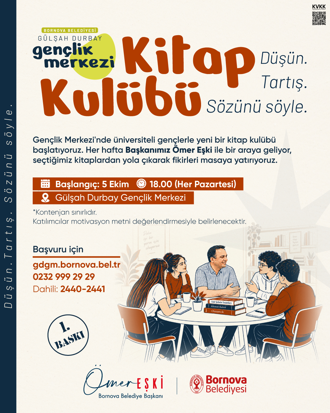 Gülşah Dürbay Gençlik Merkezi Kitap Kulübü etkinlik afişi